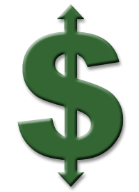 Dollar sign with up and down arrows