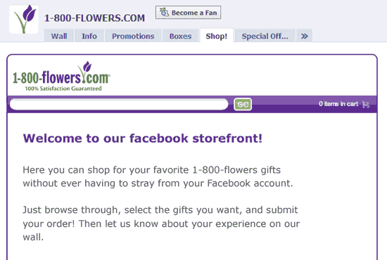 1800 flowers facebook main shop page