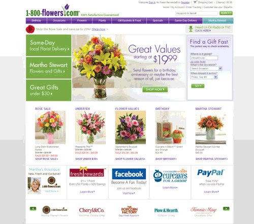 1 800 Flowers Home Page